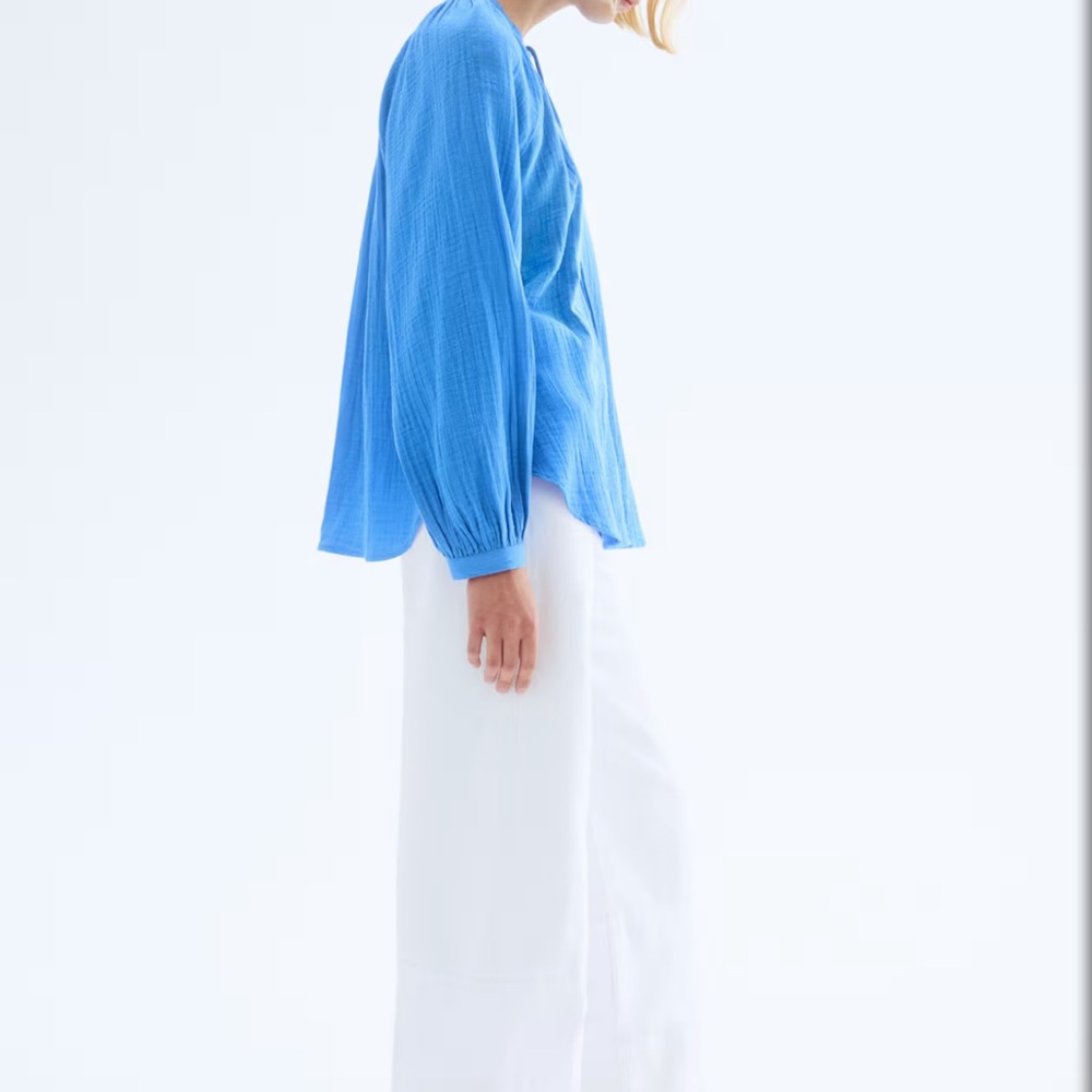 H&M Blue Muslin Tie Front Blouse - Picture 4 of 9